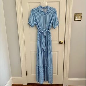 Size Medium Collared Blue/White Stripe dress